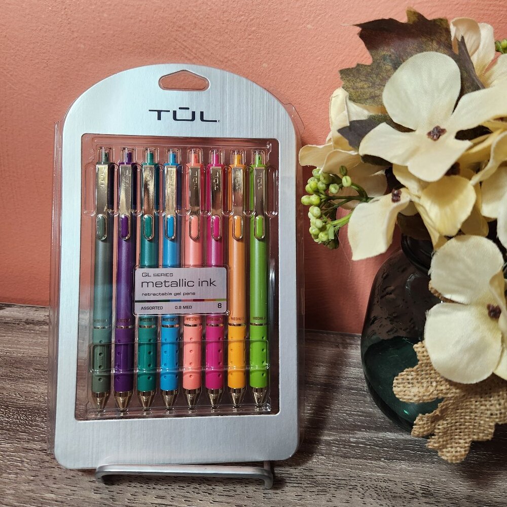 NWT TUL Metallic Gel Pens Medium Point 0.8 mm Assorted Deep Metallic Colors, 8pk